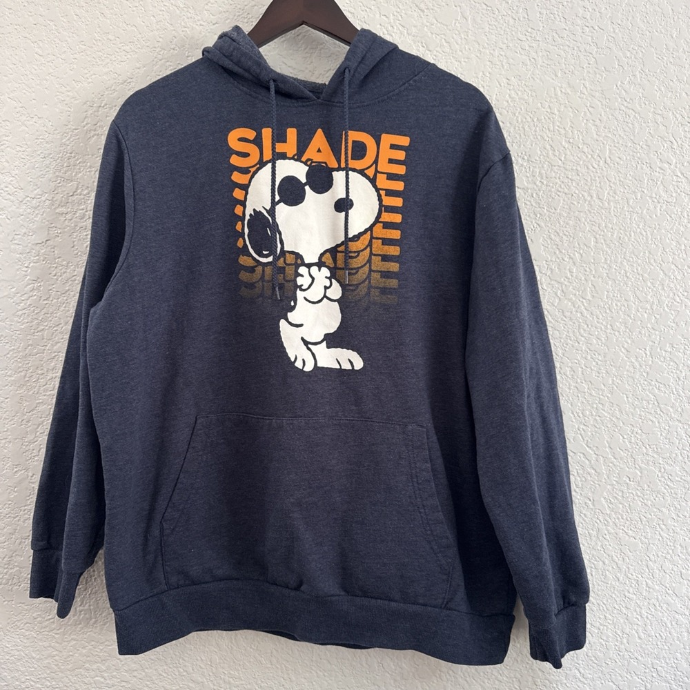Peanuts Snoopy "Throwing Shade" Graphic Pullover Hoodie Bluish Grey Men's XL